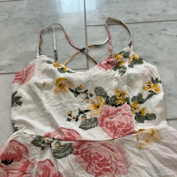 Garage Floral Cross-Back Dress in Pink and Yellow - Picture 2 of 3